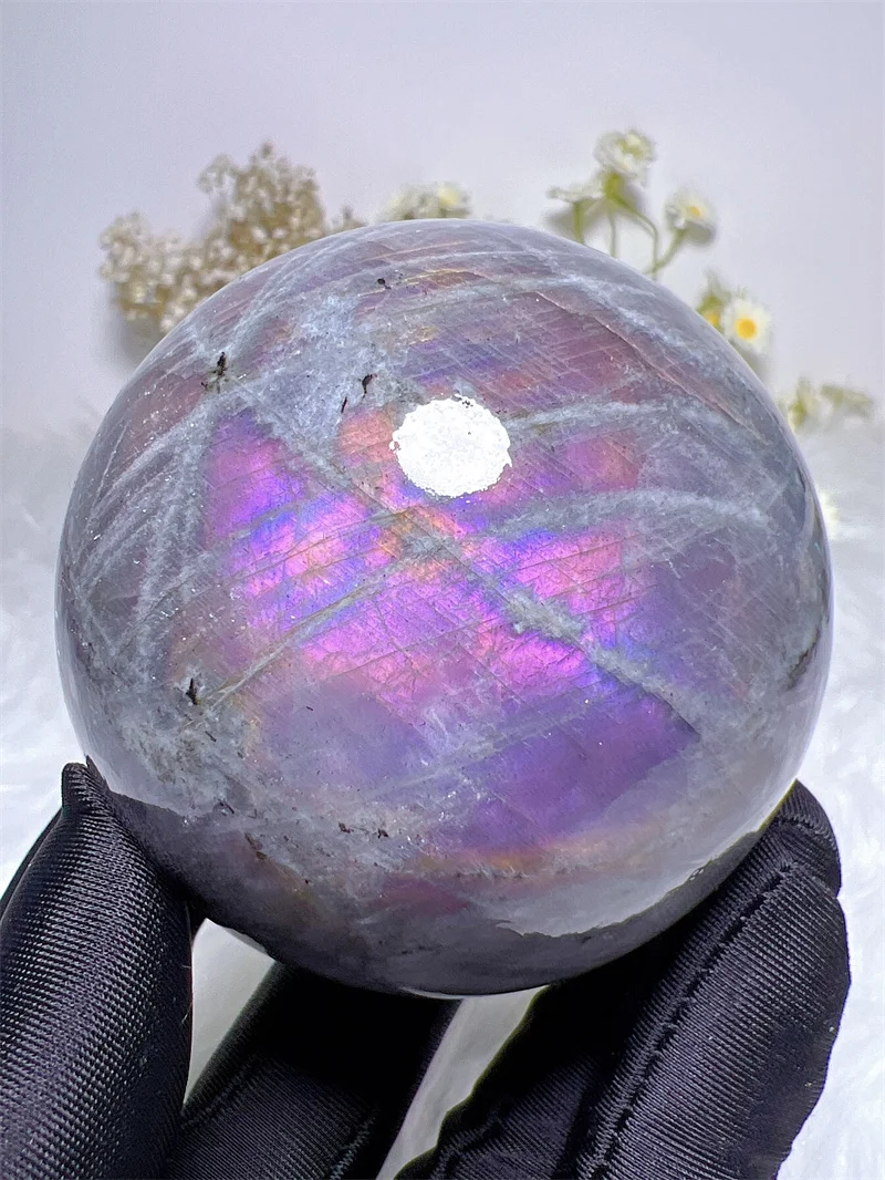 Natura Crystal Purple Light Labradorite SPhere  Rain Bow Free Form Carving Reiki Healing Stone Home Decoration Exquisite Gift