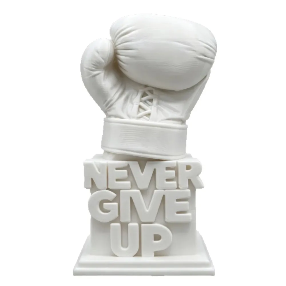 8cm 3D‑Printed Boxing Glove Figurine, "Never Give Up" Inspirational Motivational Sculpture, Creative Desktop Ornament Gift view 6