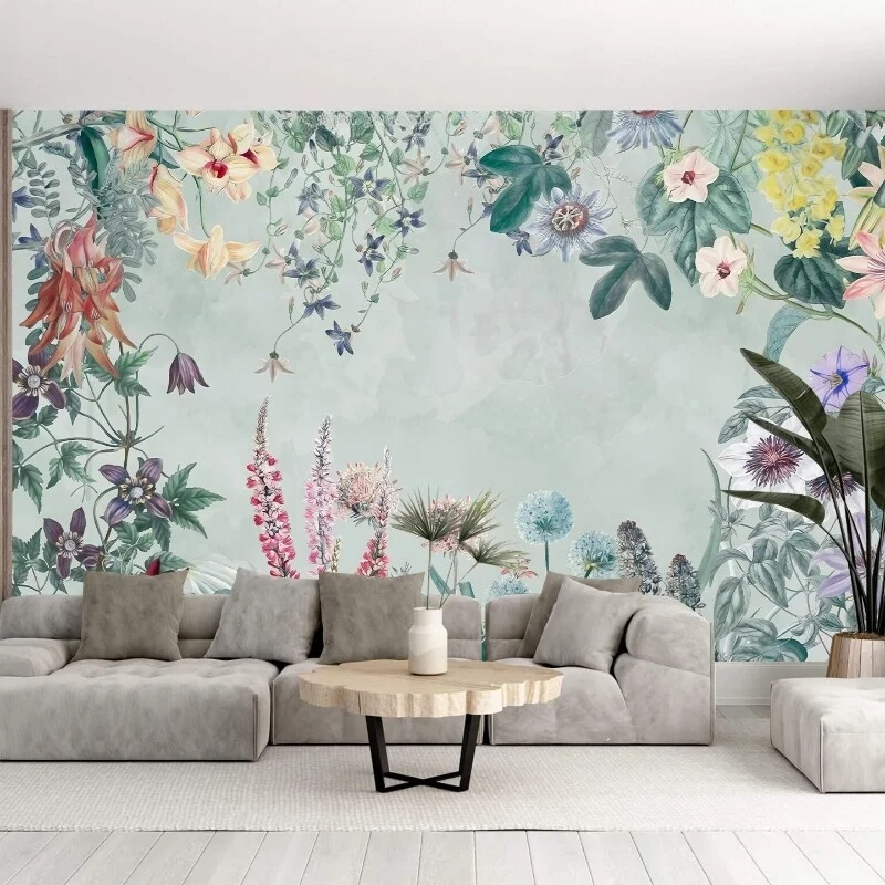 Custom Size Photo Wallpaper Modern Colorful Flowers Wall Mural For Bedroom Living Room Home Decoration self-adhesive canvas