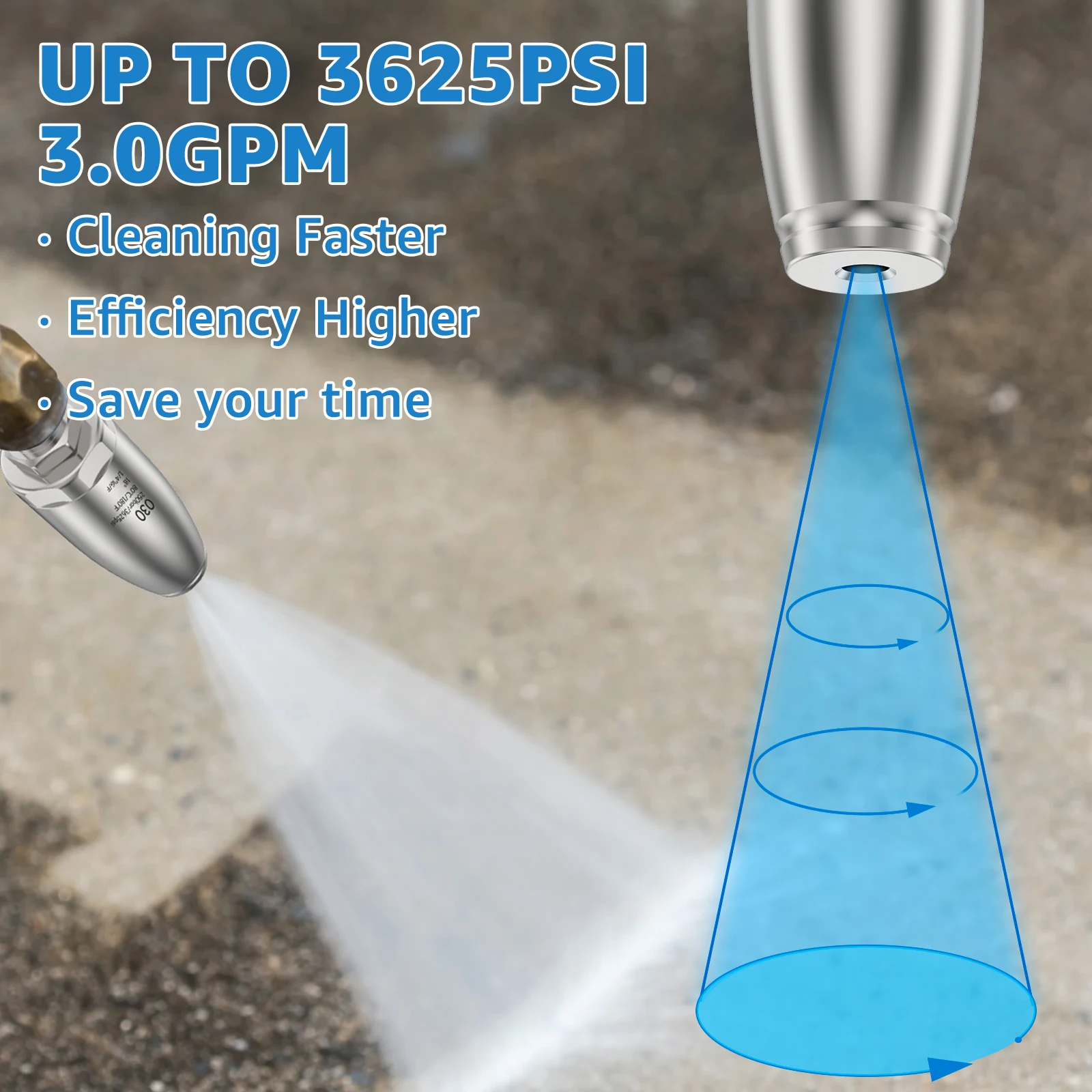 Turbo Nozzle for Pressure Washer Stainless Steel Rotating Pressure Washer Jet Nozzle  3625PSI Max 1/4inch Quick Connect Pressure image 3