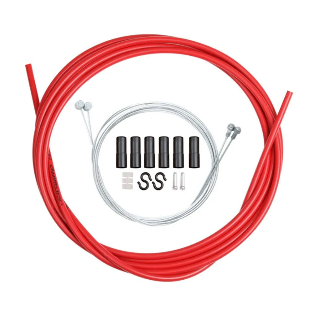

Red Bike Brake Cable Set Durable Metal Slick Universal Replacement Kit for Road Foldable Bicycles Long Lasting Front Rear