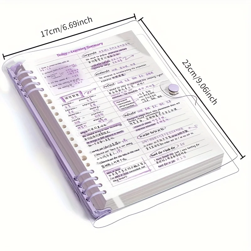 A5 Transparent PVC Binder Notebook - Detachable Cover, Ins Aesthetic Journal for Writing, Notes, Diary, Planner, School Supplies
