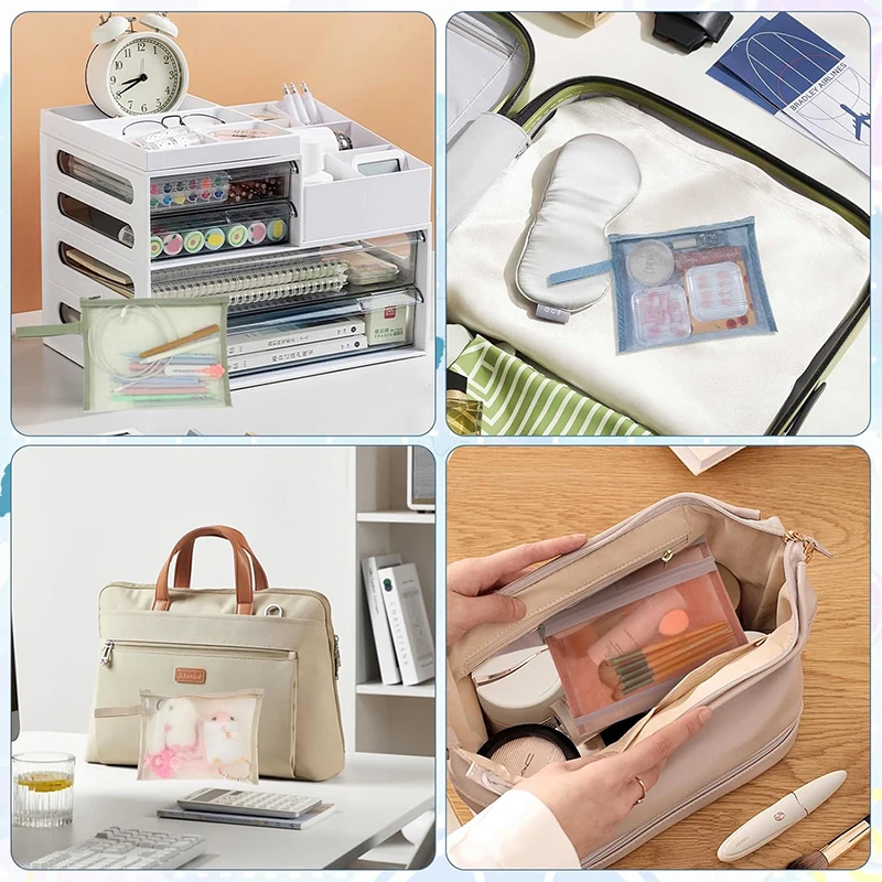 Portable File Holder Double-layer Mesh Zipper Pouch Convenient A4 File Holder for School Office Travel Organization