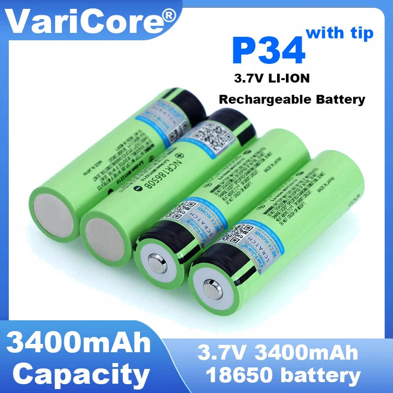 1-40PCS VariCore New Original NCR18650B 3.7V 3400mAh 18650 Rechargeable Lithium Battery For  Flashlight Battery Bonus Cap