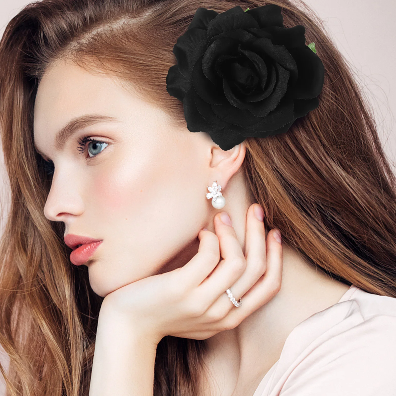 

4 pcs Clips Black Bridal Accessories Floral Hair Accessories Goth Barrettes For Women Bridal Wedding Party Hair Decor