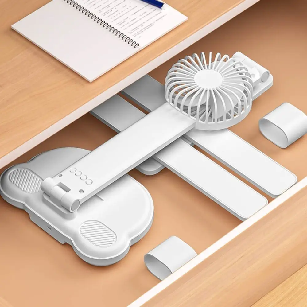 

Multifunctional Double Head LED Fan Table Light Dimmable Folding Reading Light Eye Protection 3 Color Desk Lamp Bedroom