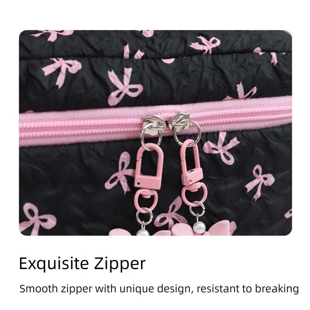 لطيف نمط Bowknot طباعة القوس حقيبة مستحضرات تجميل سعة كبيرة كيس التخزين محفظة نسائية للعملات المعدنية حقيبة العناية بالبشرة منظم المجوهرات