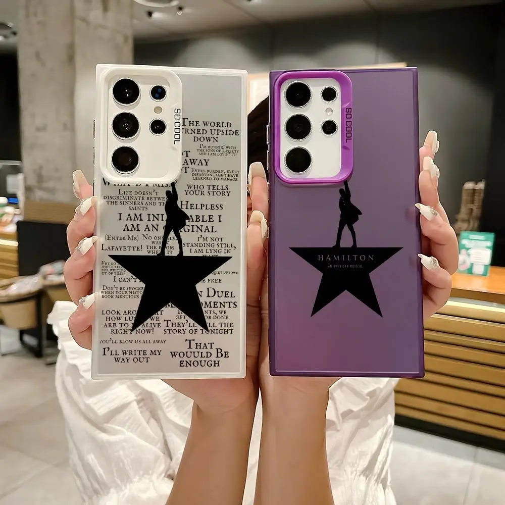 H-Hamilton Musical Lyrics Phone Case For Samsung Galaxy S25 Edge S24 S23 S22 S21 S20 Ultra Funda Silicone Silver Phone Case
