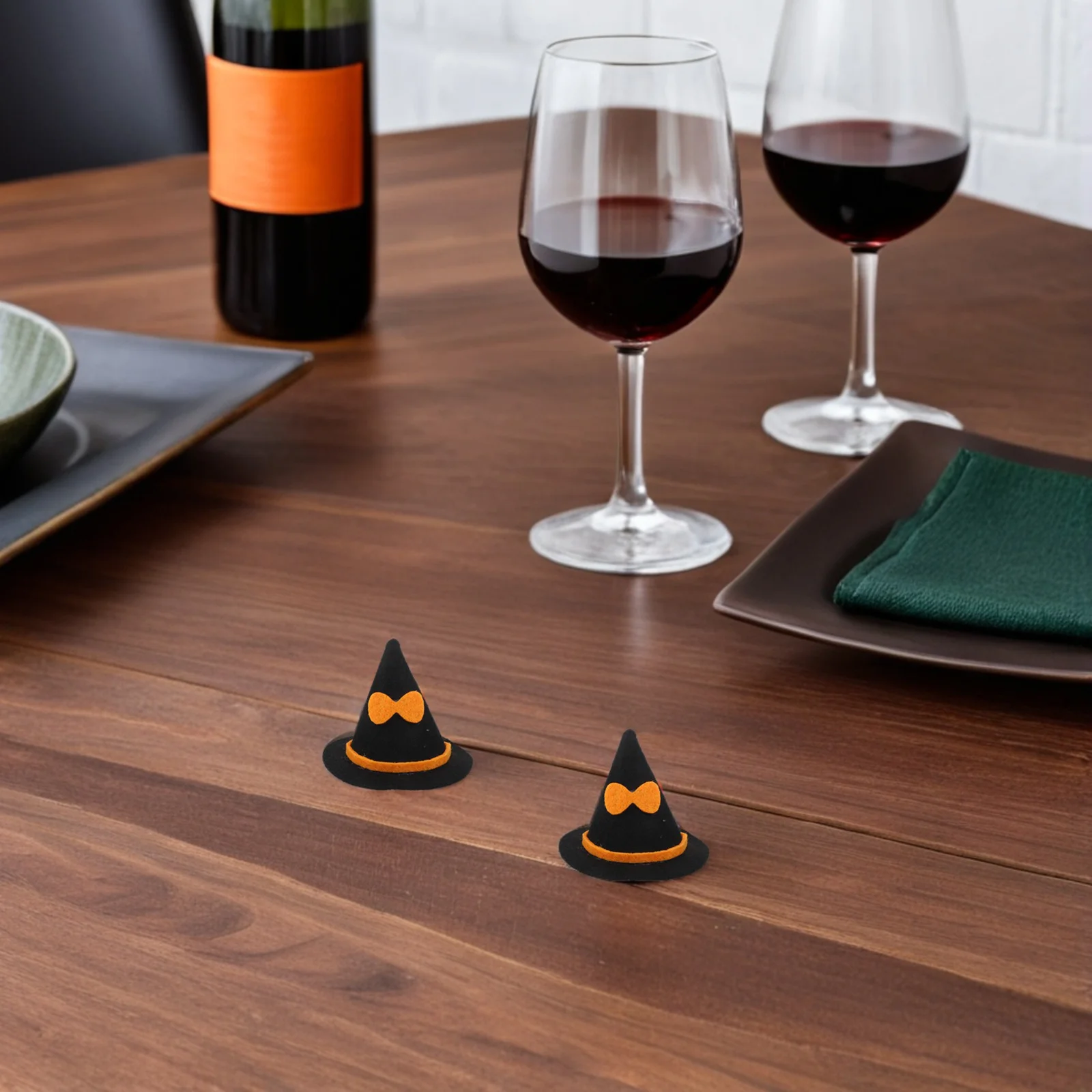 

12Pcs Miniature Witch Hats Felt Halloween Bottle Toppers Party Decorations Table Ornaments Home Holiday Festive Spirit