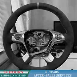 Car Steering Wheel Cover Hand Sewing Suede Leather Original Steering Wheel Braid For Ford Focus 3 KUGA Escape Car Accessories