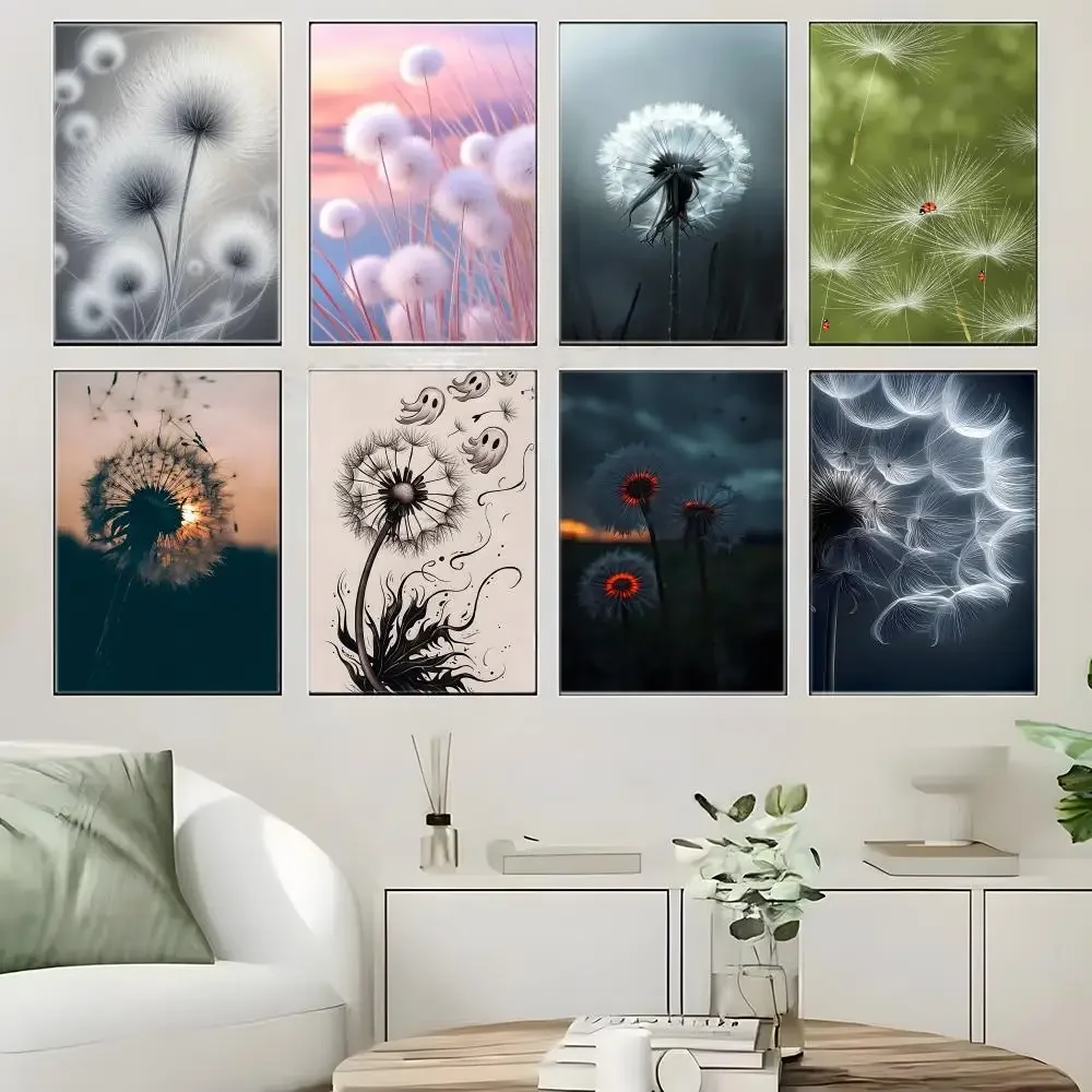 Illustration D-Dandelions Poster Self-adhesive Art Waterproof Paper Sticker Coffee House Bar Room Wall Decor