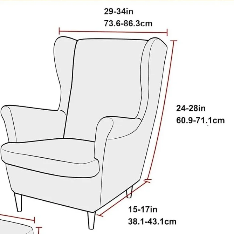 2pcs/set Plush Embossed Stretch Wingback Chair Cover Removable Wing Armchair Cover with Seat Cushion Cover For Living Room Decor