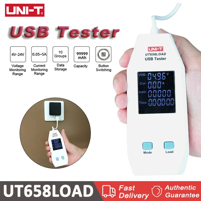 

UNI-T ut658 нагрузки, USB тестер напряжения и тока метр, монитор безопасности 3,0 V-9,0 V/0.0A-3.0A 3C емкость батареи