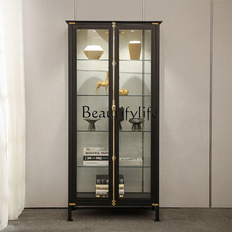 Retro Iron Art Display Cabinet Made of Glass Hand-Made Boutique Showcase