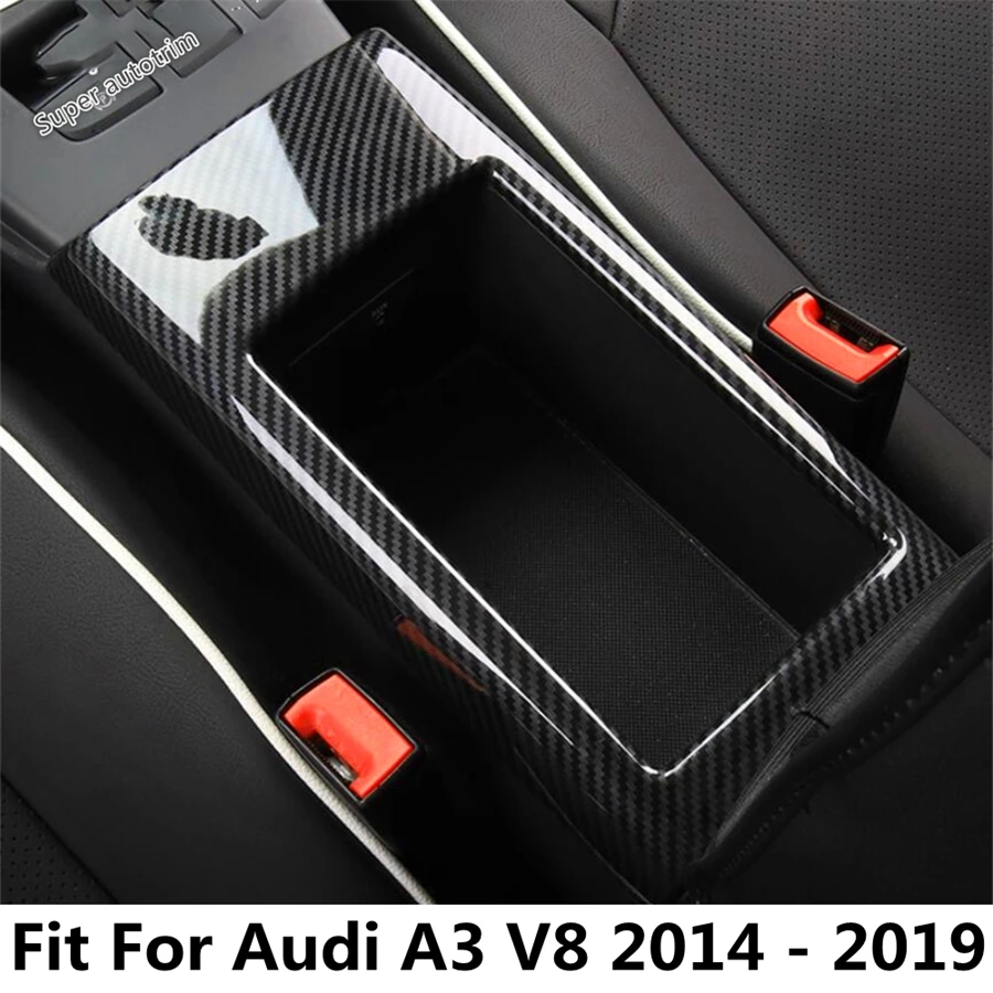 

Central Control Armrest Storage Box Frame Panel Decoration Cover Trim For Audi A3 V8 2014 - 2019 ABS Carbon Fiber Accessories