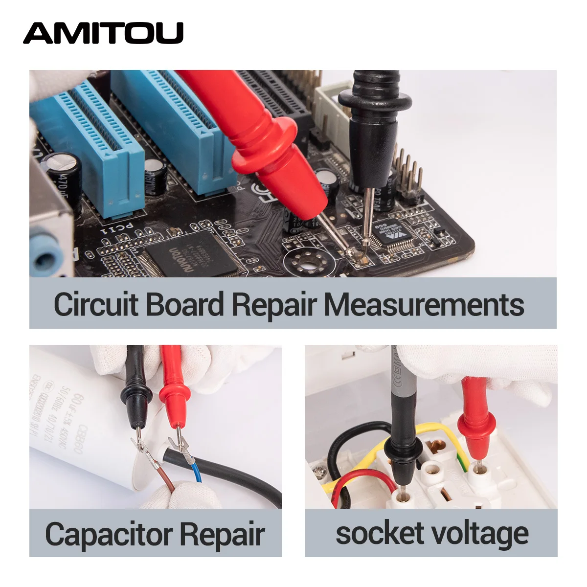 AMITOU 10A/1000V Multi Meter Probe Wire Pen Cable Universal Test Lead for Digital Multimter Multi-functional Measuring Probe Pen