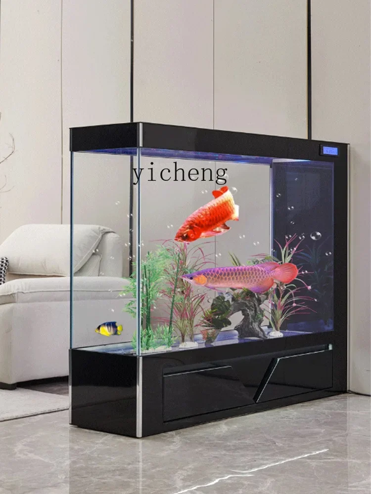 YY Fish Tank Living Room Super White Glass Floor Screen Partition Aquarium Large Smart