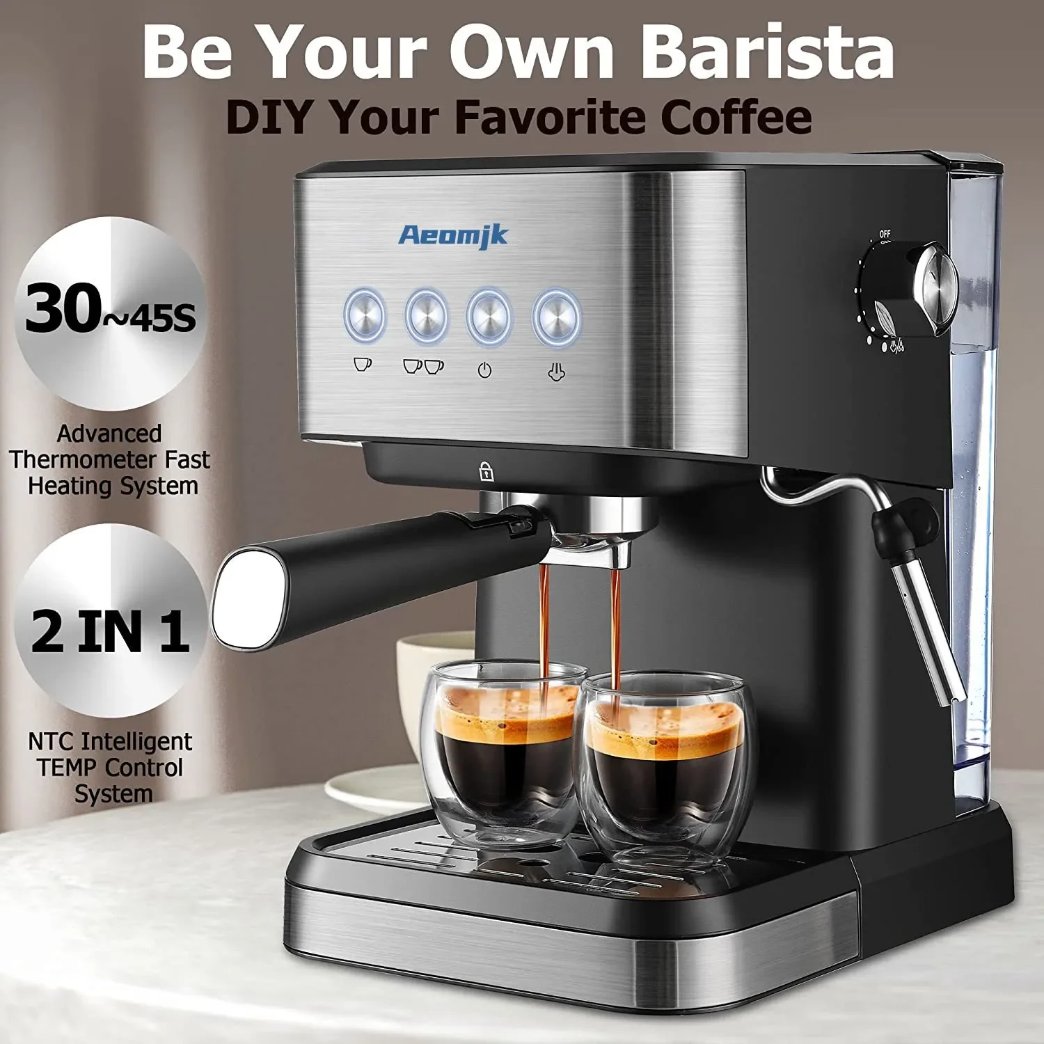 Aeomjk Italian Semi Automatic Coffee Machine 20Bar Kafemaschine Cafeteras Automaticas Expreso En Oferta Office Coffee Maker