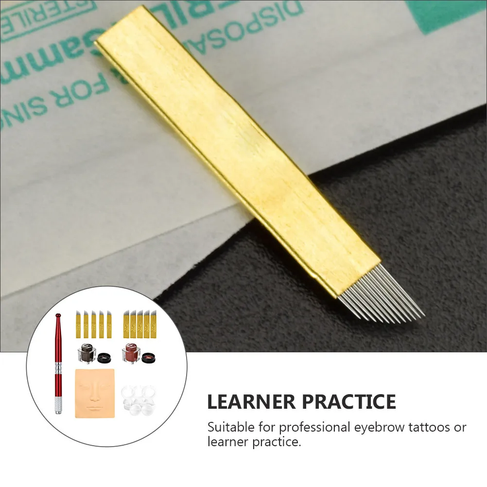 

Набор для микроблейдинга бровей, профессиональный ручной набор для практики, быстрая окраска, стабильный, меньше вибрации, набор для практики татуировки бровей