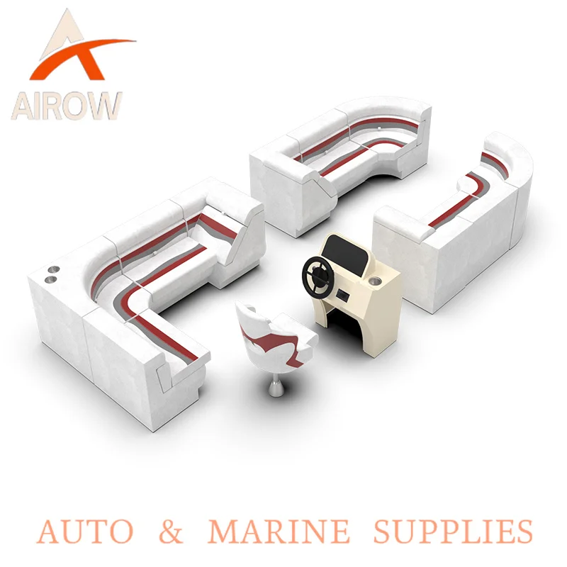 Airow auto Rotational Molded Deluxe Pontoon Boat Furniture Sofa Seat with Marine Grade Vinyl Waterproof & Anti-mildew Features
