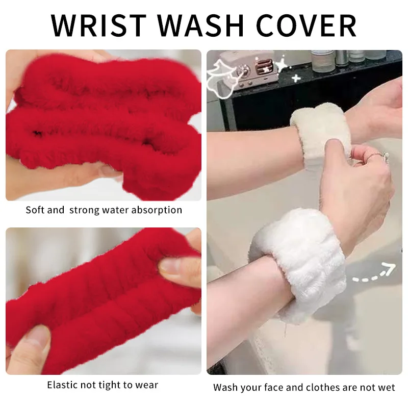 Handgelenk-Waschband, Gürtel, Handgelenkwaschen, weiche Mikrofaser-Handtuch-Armbänder zum Waschen des Gesichts, Wasseraufnahme, Waschen, verhindert Nässe – Detail 7