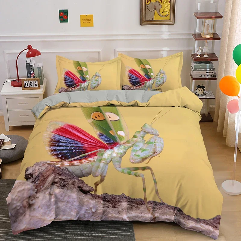 

Green Praying Mantis Duvet Cover King Queen Size Insect Theme Bedding Set For Kids Teens Adults Wildlife Quilt Cover Pillowcase