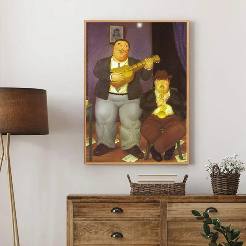 Fernando Botero Art Fat Person Canvas Painting Couple Dancing Prints Mural Funny Figures Wall Art Poster for Living Room Decor