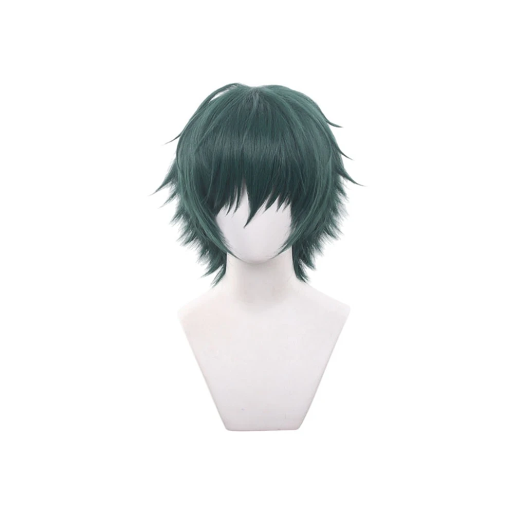 

Anime Cosplay Maki Zenin Wig Short Straight Dark Green Synthetic Hair Peluca For Frieren Festival Role Play Props