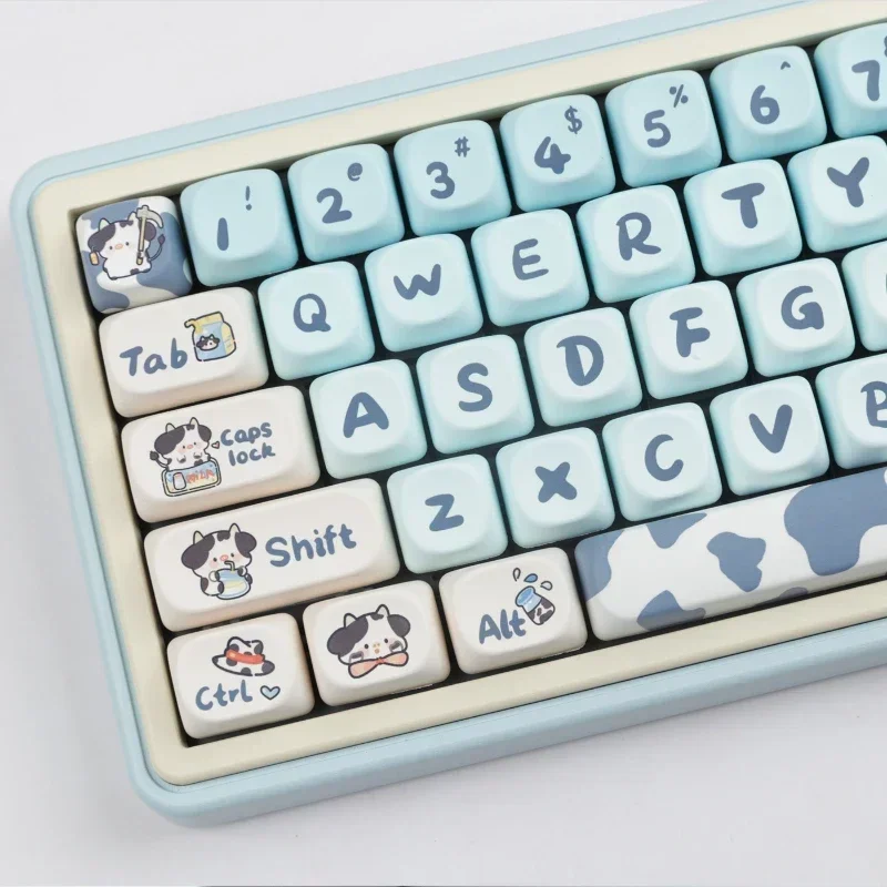 

PBT Keycaps 142 Keys Gradation Cow Keycaps MOA Profile Keycap Dye Sublimation Mechanical Keyboard Keycap for MX Switch GK64 GK75