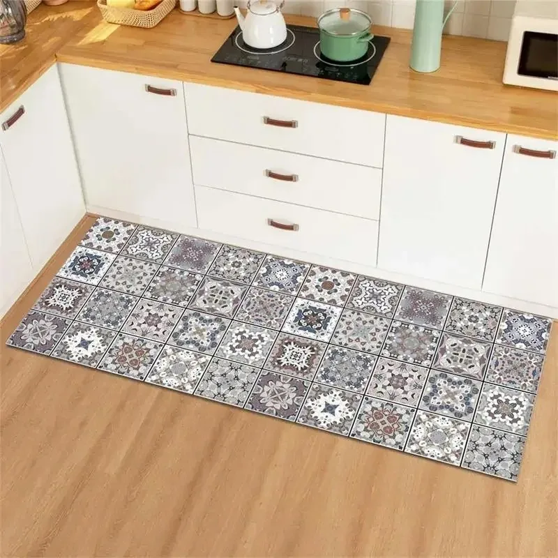 Kitchen Pvc Mat Waterproof Long Rug Leather Carpet Non-slip Floor Mats Oil-proof Area Rugs Home Decoration Alfombra De Cocina