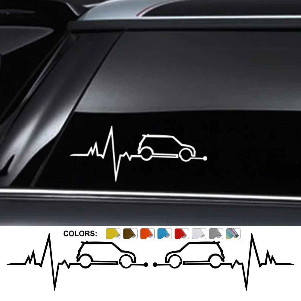 Car Window Heartbeat Sticker Graphics Vinyl Decal Auto Tuning Decoration For MINI Cooper S JCW One D R55 R56 F55 F56 R60 F60