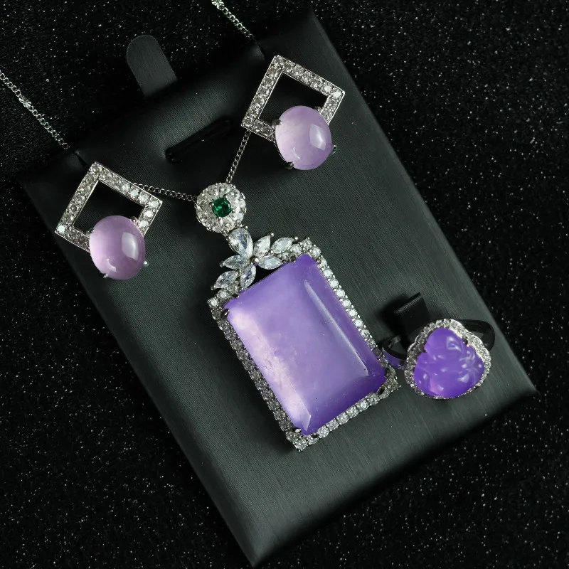 

New Natural High-ice Purple Three-piece Set, Fashionable and Versatile