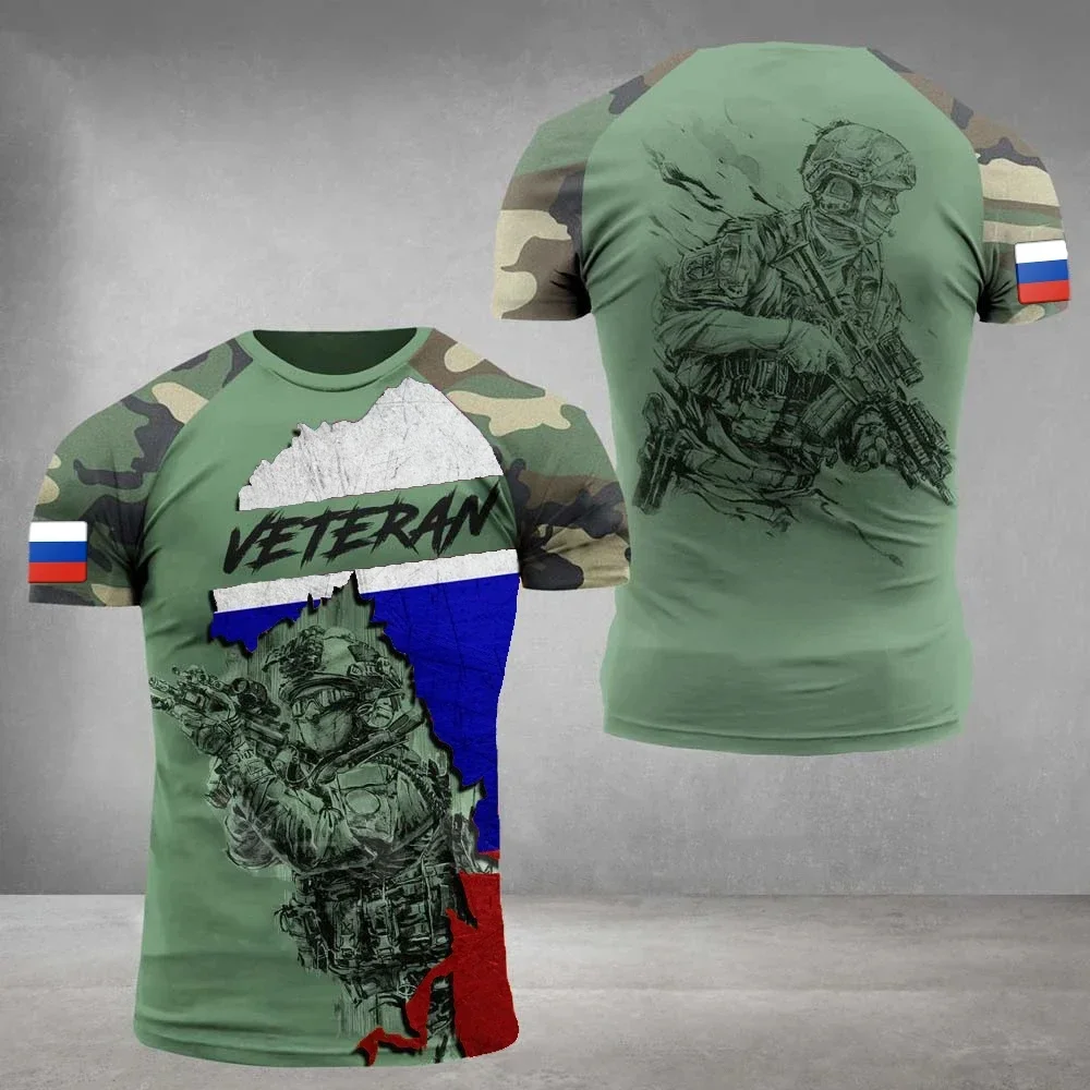 Russia Army Camouflage Men Ladies T Shirt Commando ARMY-VETERAN 3D Special Forces Short Sleeve Tactical Shirts Men\'s Clothing