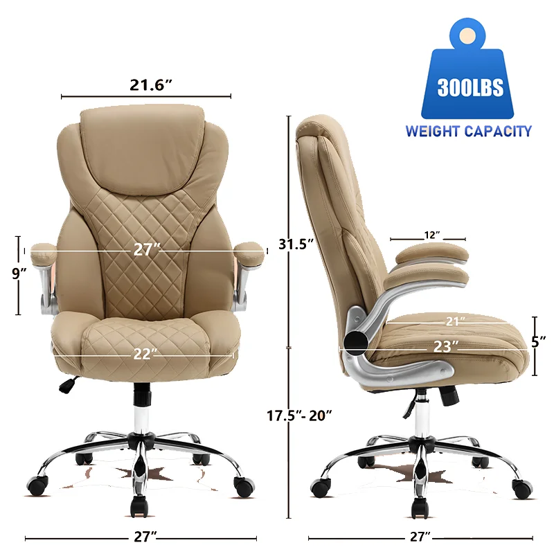 Silla de oficina ergonómica con reposabrazos y ruedas abatibles, mecedora de cuero, ejecutiva, en el sitio