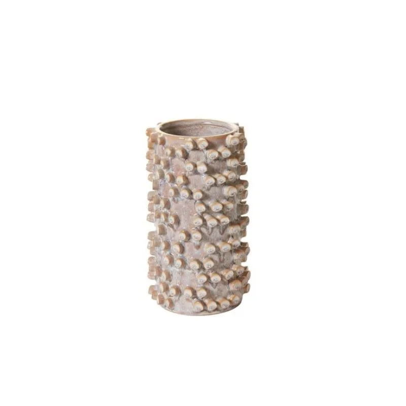 Sculpture design Irregular tan active glaze knob inlaid cylindrical vase