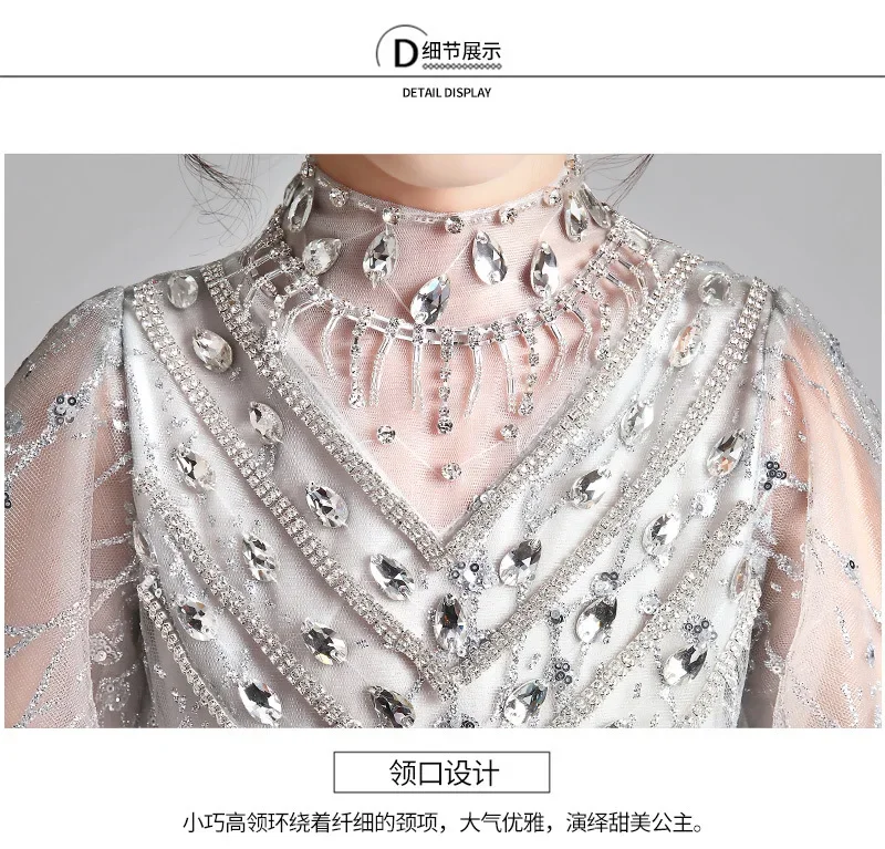 High-End-Abendkleid für Kinder, elegantes Party-Hochzeitskleid für Mädchen, Ballkleid, Geburtstag, Prinzessin, Bankett, Pailletten, langes Kleid – Detail 8