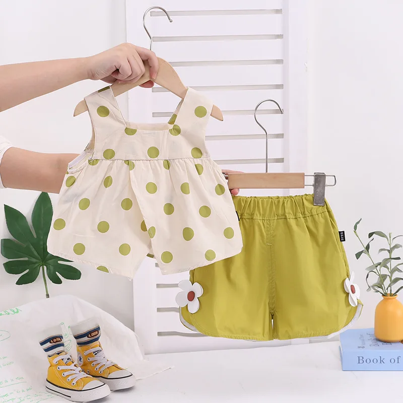 New Summer Fashion Baby Girls Clothes Suit Children Vest Shorts 2Pcs/Sets Infant Clothing Toddler Casual Costume Kids Tracksuits