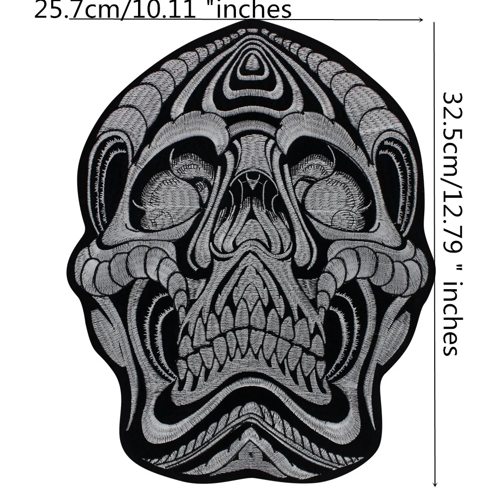 Skull Patches Embroidered Applique Badge Iron On Sew On Emblem Fabric patches