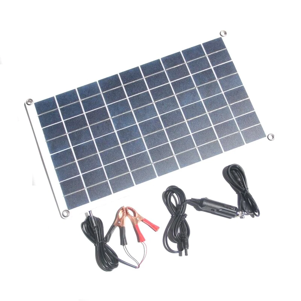 16W 18V Solar Panel Charger 12V Car Battery Phone Charger Dual USB/DC Output Polycrystalline Solar Panel Accessories