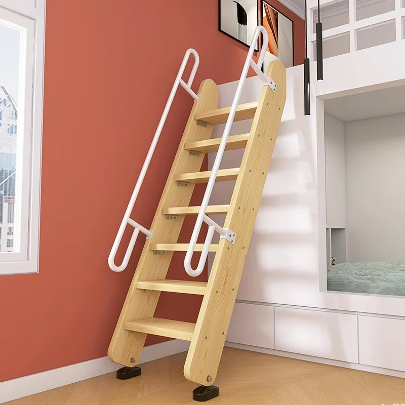 سلالم علوية من الخشب الصلب على الموضة، سلم خشبي متكامل، سلم داخلي مزدوج للمنزل #1