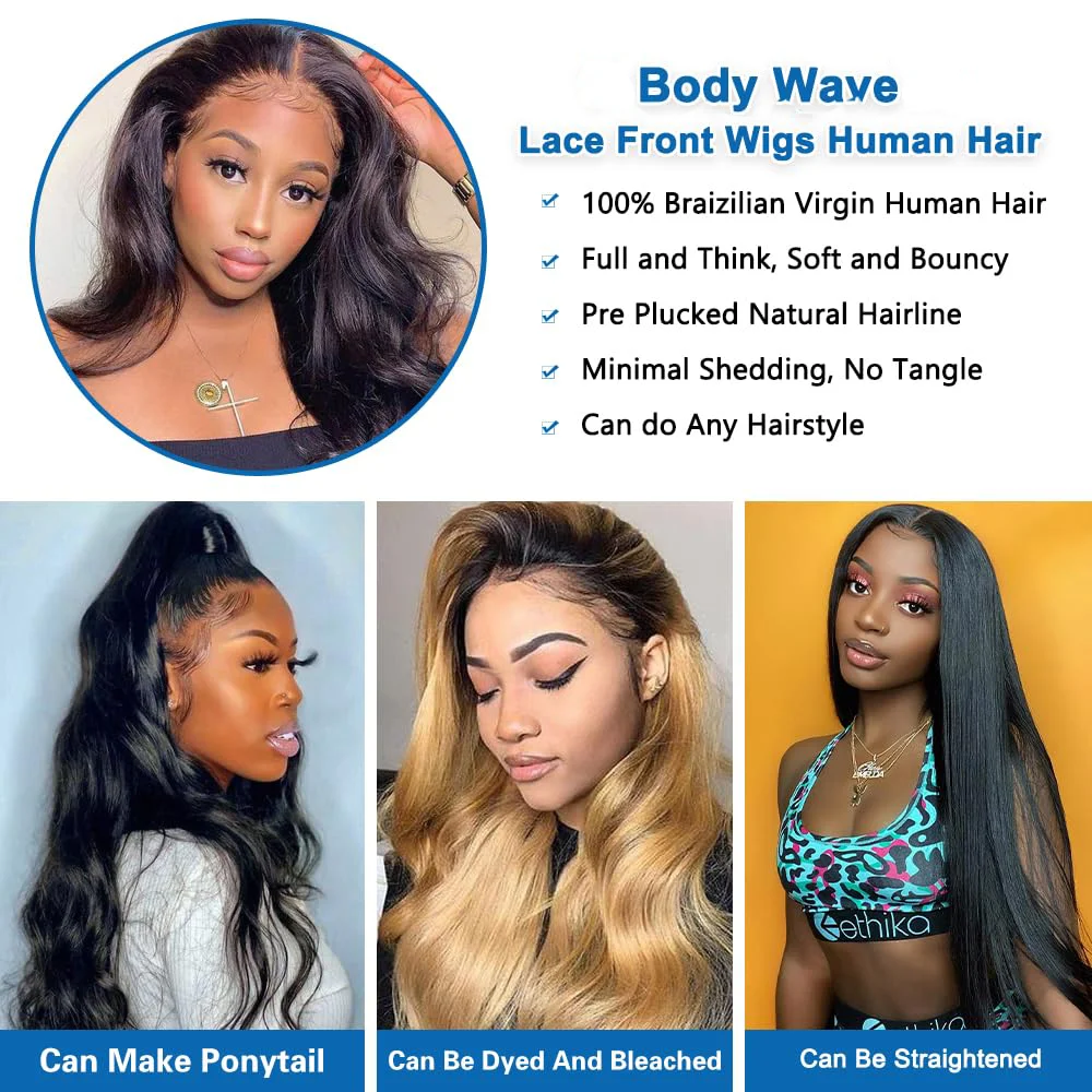 Brazilian Hair Body Wave Closure Wig With Baby Hair Pre Plucked Bleached Knots Hair Remy 13x6 13x4 Transparent Lace Frontal Wig