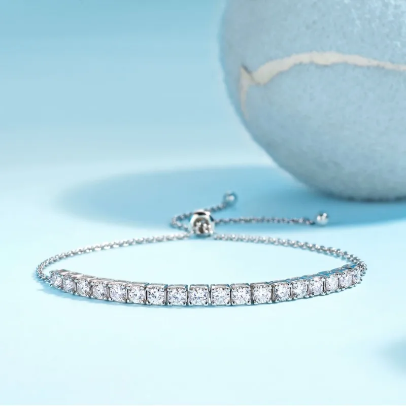 Light‑Luxury Minimalist Moissanite Sterling Silver Bracelet Versatile Stylish Ladies Daily Wear Wrist Jewelry