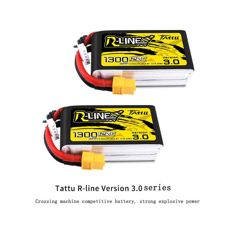 TATTU R-LINE 3.0 14.8V 1300mAh XT60 Plag 120C LiPo Battery For RC Helicopter Quadcopter FPV Racing Drone Parts 4S Battery