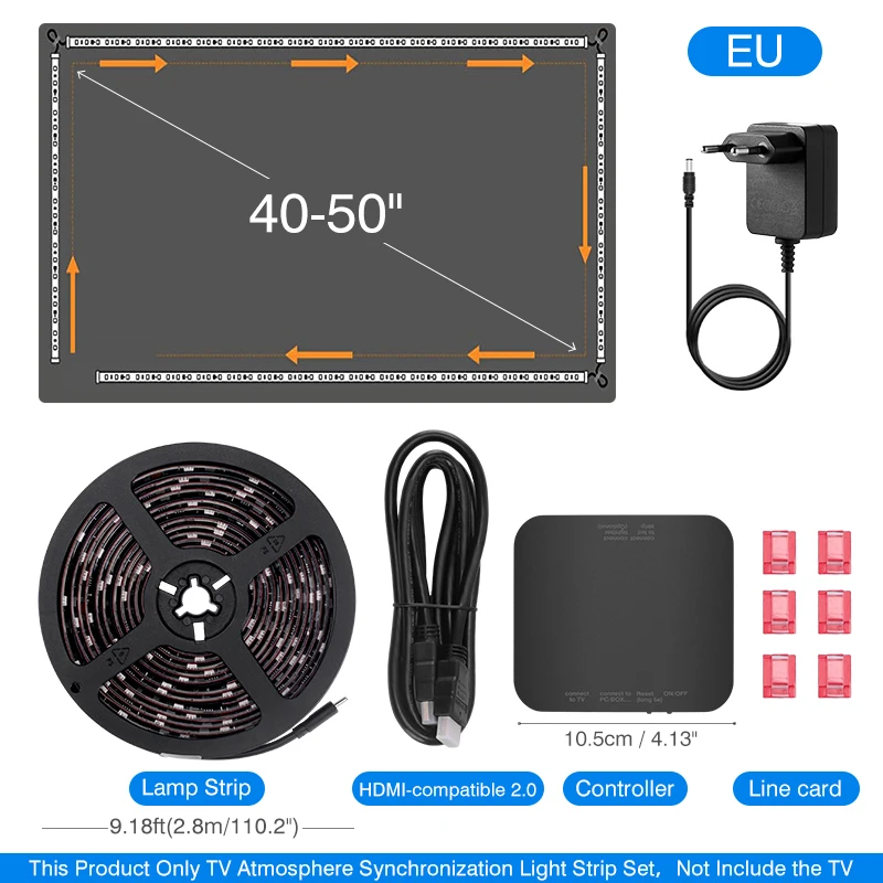 Tv-Omgevingsverlichting Voor 40-85Inch Kleuren Real-Time Sync Led-Lichtstrip Voor 4K Hdmi-Compatibel 2.0 Apparaat Synchronisatiedoos Lichtset