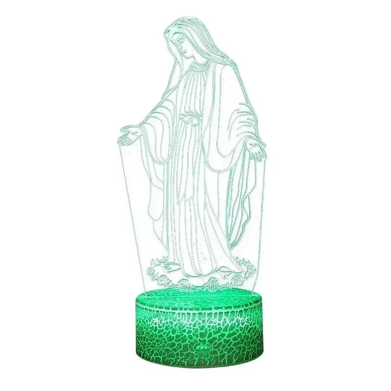 LED nightlight 16-ribbon remote control table lamp of the Virgin Mary of Jesus creative gifts 3d nightlight home furnishings