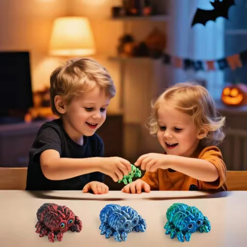

3D Printed Spider Figures Fidget ornament Multi-Joint Movable Simulation Eyes Halloween Christmas Home Accessories & Kids Gifts