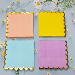 50Pcs Disposable Napkins Solid Color Lace Hot Stamping Square Handkerchief  Holiday Party Birthday Square Handkerchief  Tissue