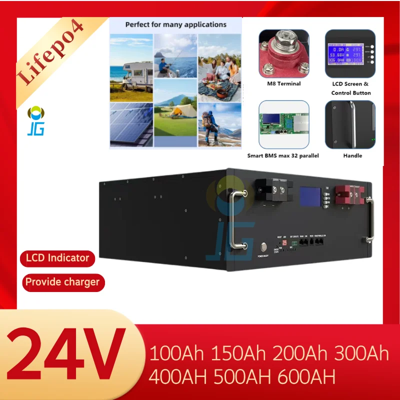

200Ah 24v 400AH 150Ah 300Ah 500AH 100Ah 600AH литиевый аккумулятор lifepo4 CAN RS485 RS232 для гибридного инфратора солнечной системы