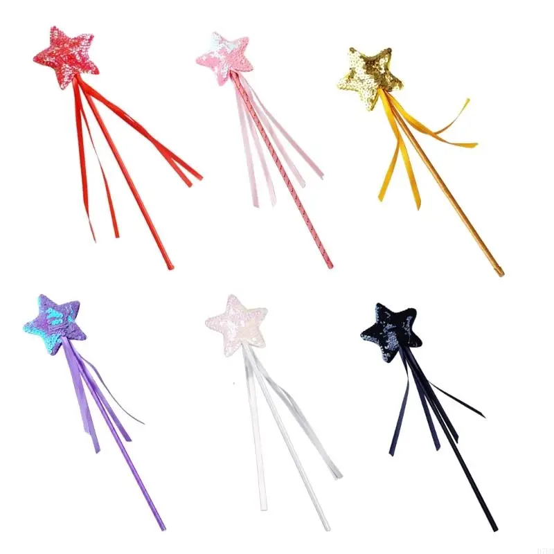 Magic Stick Star Sequins Cosplay Props Fairy Star Sequins Wand Ornament for Kid Children Handheld Props Accessories