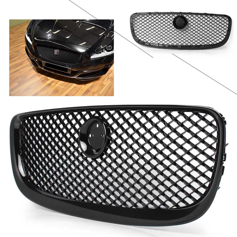 Gloss Black Car Front Upper Radiator Grill For Jaguar XJ 2010 2011 2012 2013 2014 2015 Auto Exterior Molding Replacement Grill